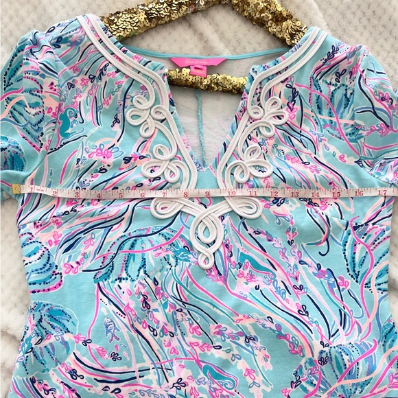 Lilly Pulitzer Harper Shift Dress Long Sleeve Bayside Blue Stretch Medium - Picture 7 of 10